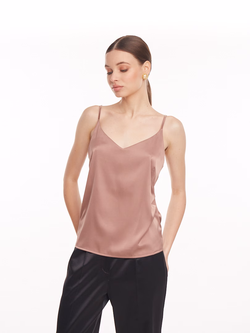 Шовковий топ BASIC кольору мокко